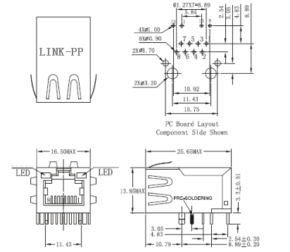 ARJ11D-MASB-B-A-FMU2 Lan Connectors Rj45 With Led Activity Ethernet ...