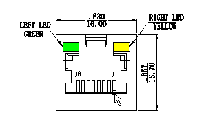 LPJD4012BENL , Vertical RJ45 Jack , 1CT:1CT, 8P8C 10/100Mbps, Shield LED G-Y