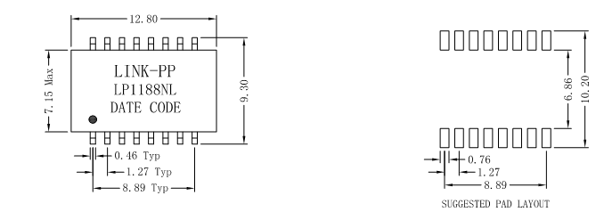 HX1188FNL / HX1188FNLT XFRMR MAGNETIC 1PORT 1:1 10/100 Transformer