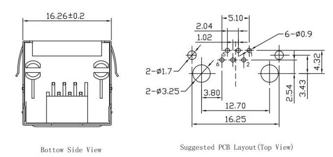 5631-S-K6-F-8C RJ45 Modular Jack Shielded With EMI-Finger LPJE101CNL